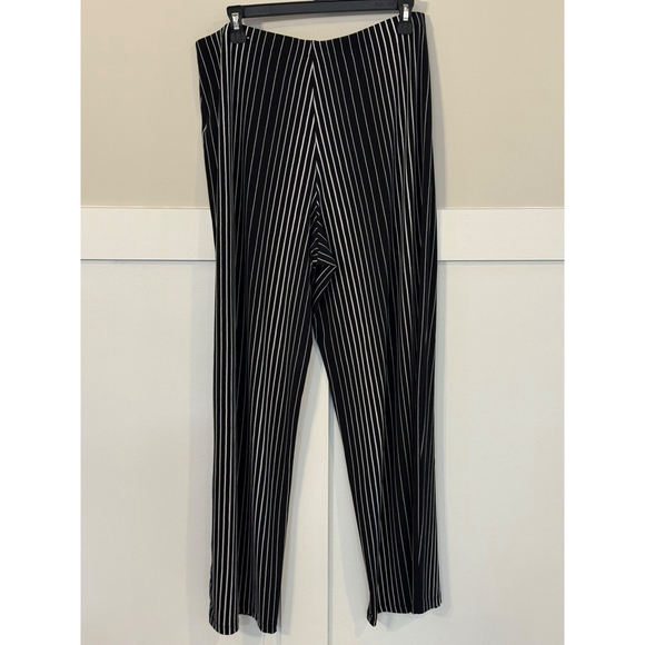 Alfani Black White Pinstripe Pants Size Large Pull On Career Pants - Picture 2 of 4